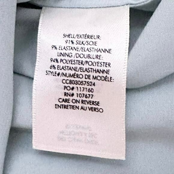 Alice + Olivia Silk Wrap Dress Sz 8 Icy Blue Flutter Sleeve High Low 90s Grunge - Picture 10 of 11